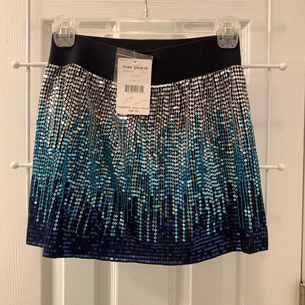 Free People Sequined Mini Skirt Lined Size Small NWT